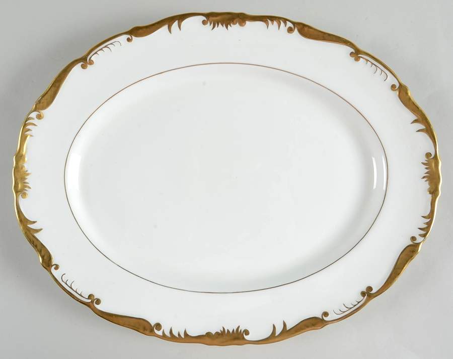 Admiral White and Gold 13" Oval Serving Platter by Coalport-1