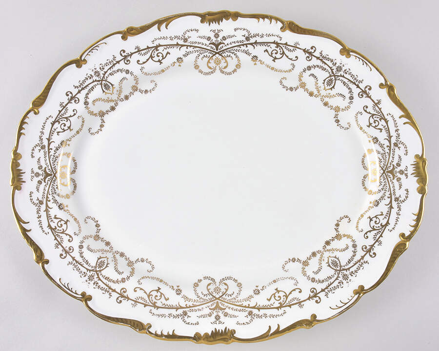 Anniversary White 17" Oval Serving Platter by Coalport-1
