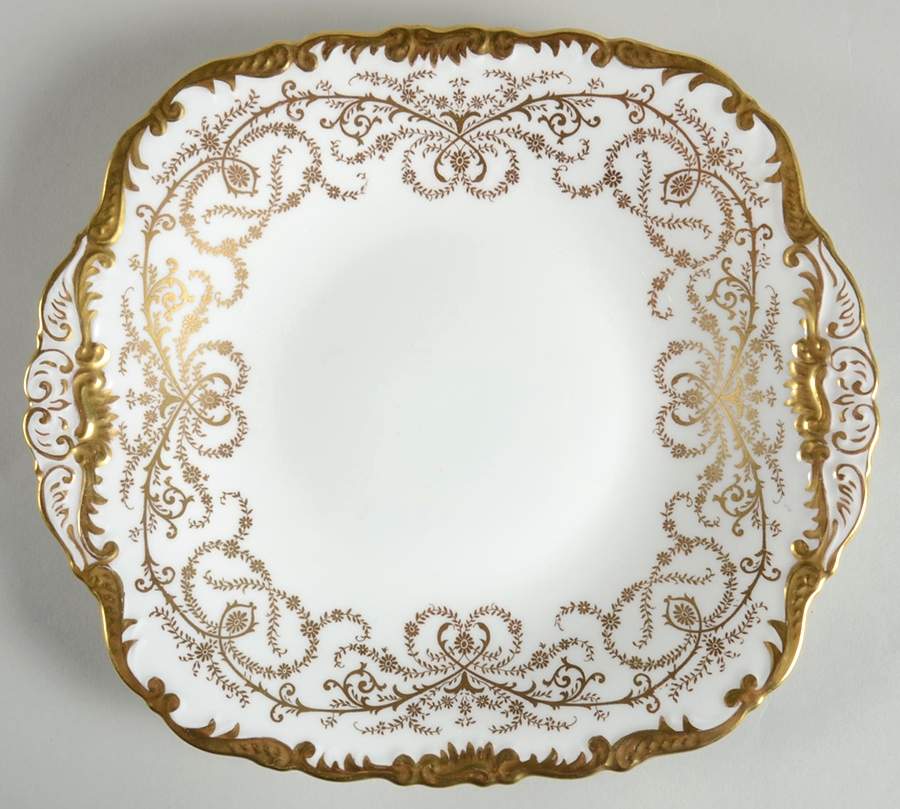 Anniversary White Square Handled Cake Plate by Coalport-1