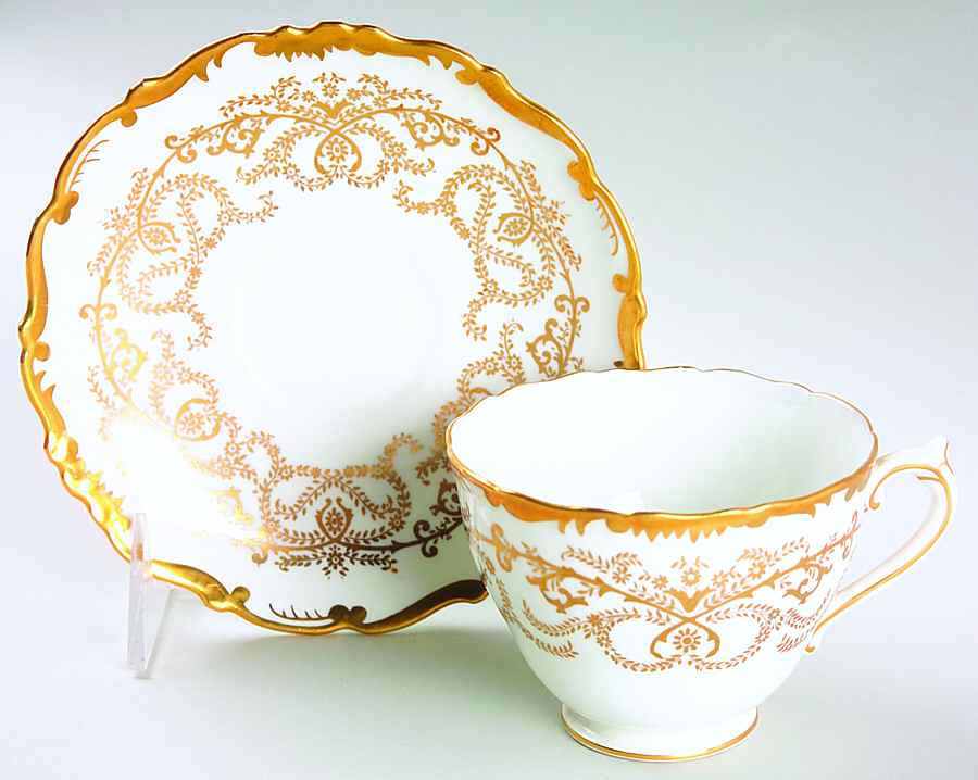 Anniversary White Footed Cup & Saucer Set by Coalport-1