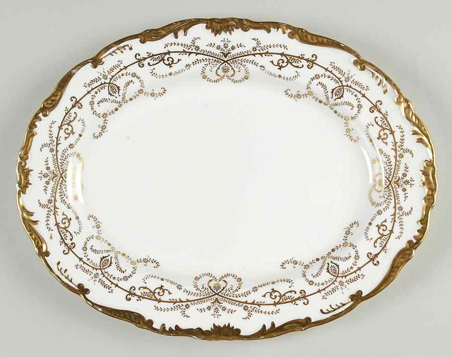 Anniversary White 11" Oval Serving Platter by Coalport-1