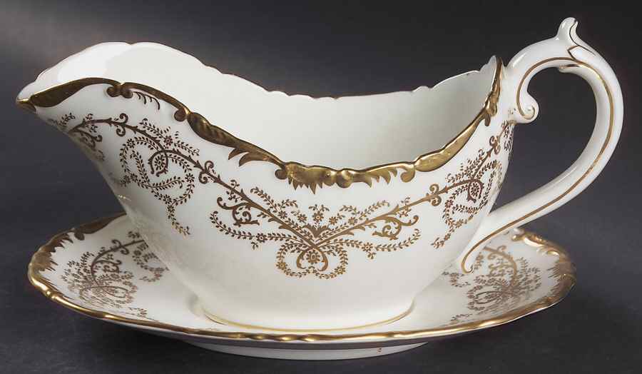 Anniversary White Gravy Boat & Underplate by Coalport-1