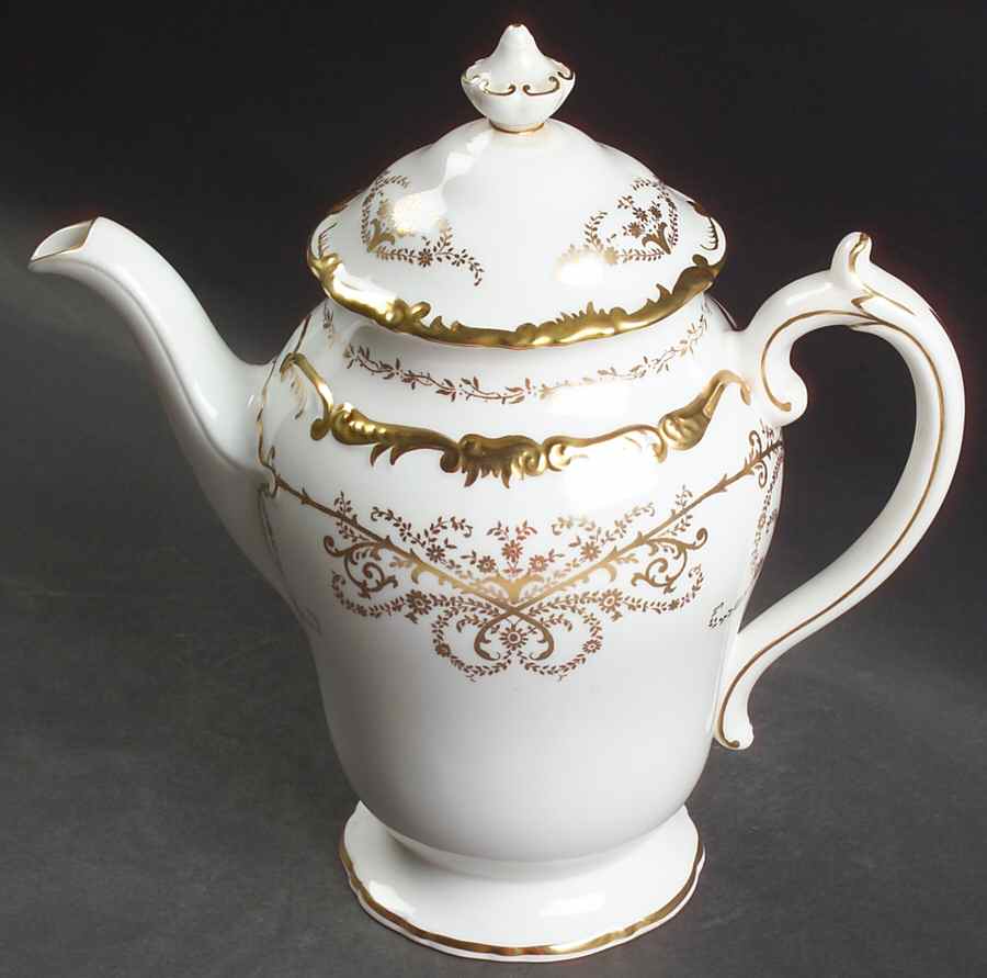 Anniversary White Coffee Pot & Lid by Coalport-1