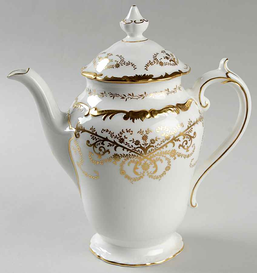 Anniversary White Small Coffee Pot & Lid by Coalport-1
