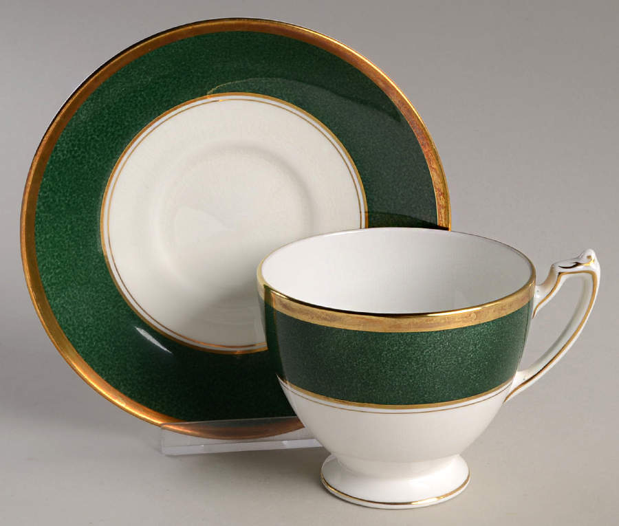 Athlone Green Footed Cup & Saucer Set by Coalport-1