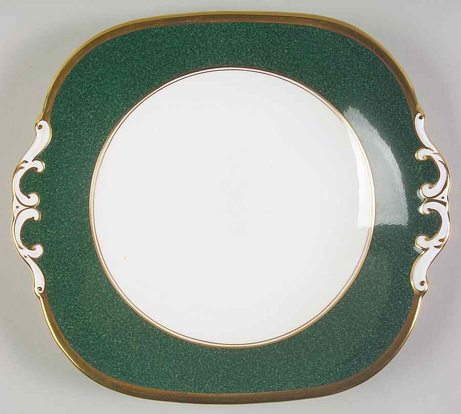 Athlone Green Square Handled Cake Plate by Coalport-1