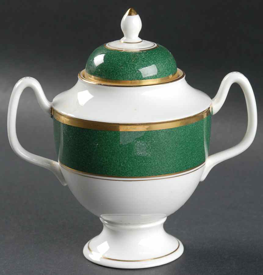 Athlone Green Sugar Bowl & Lid by Coalport-1