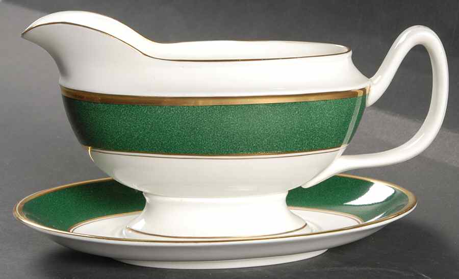 Athlone Green Gravy Boat & Underplate by Coalport-1
