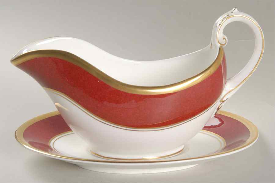 Athlone Marone (Ruby) Gravy Boat & Underplate by Coalport-1