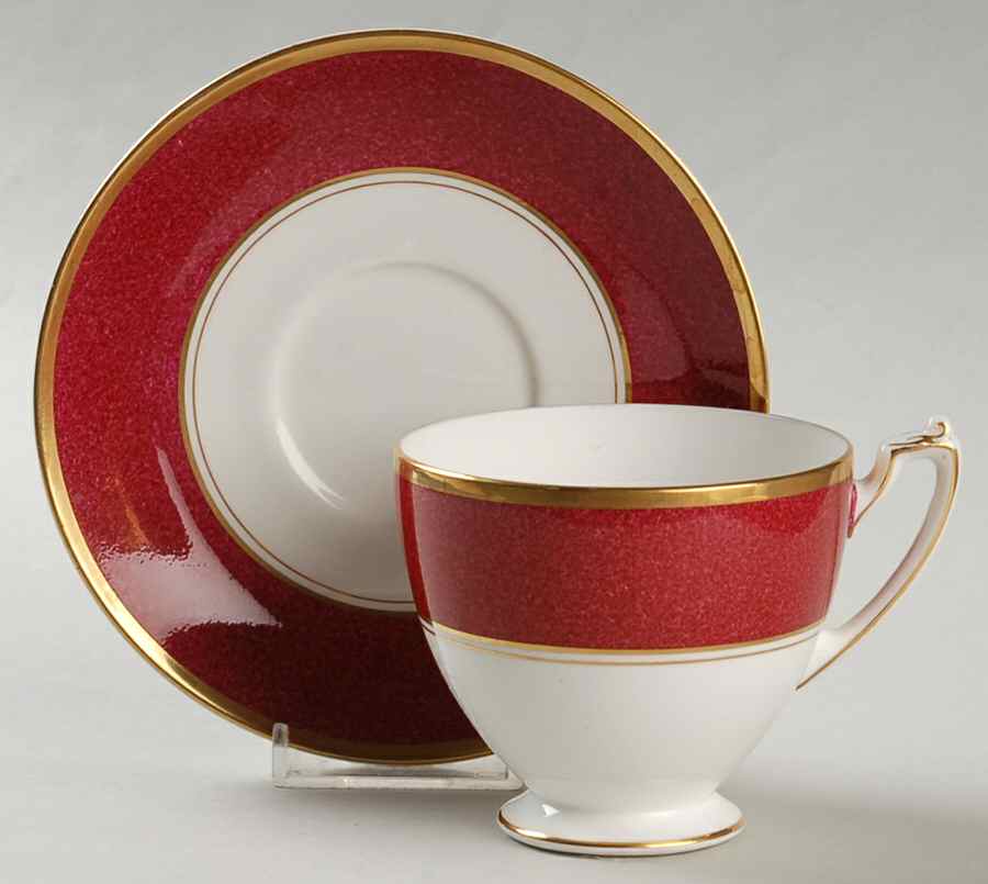 Athlone Marone (Ruby) Footed Cup & Saucer Set by Coalport-1