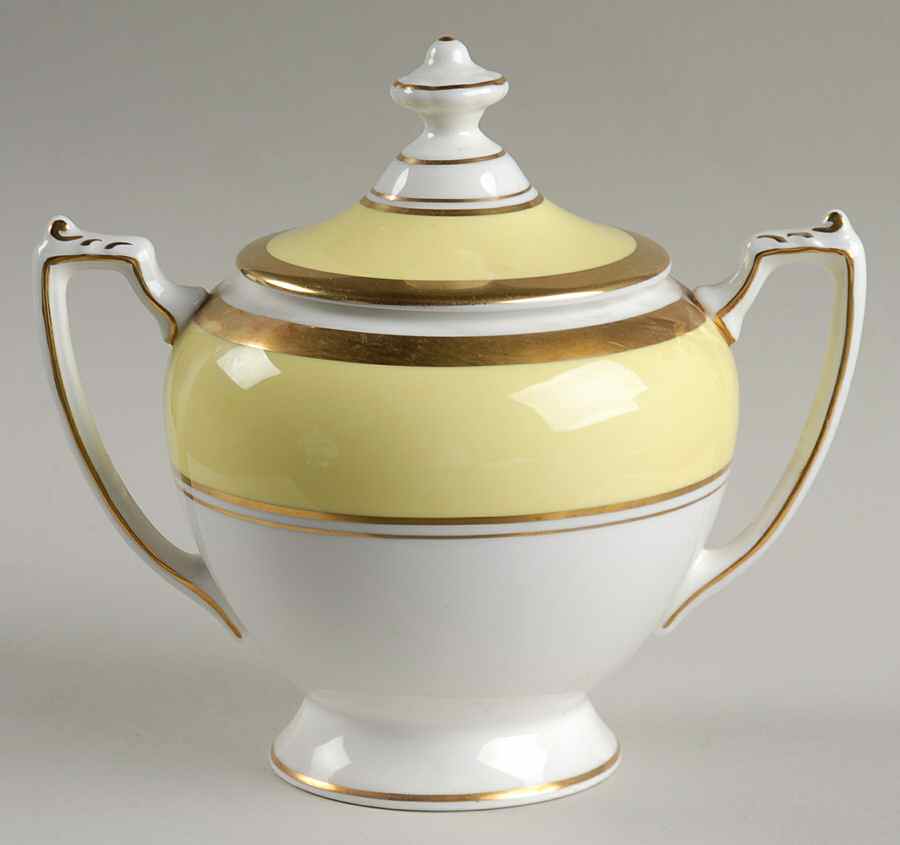 Athlone Yellow Sugar Bowl & Lid by Coalport-1