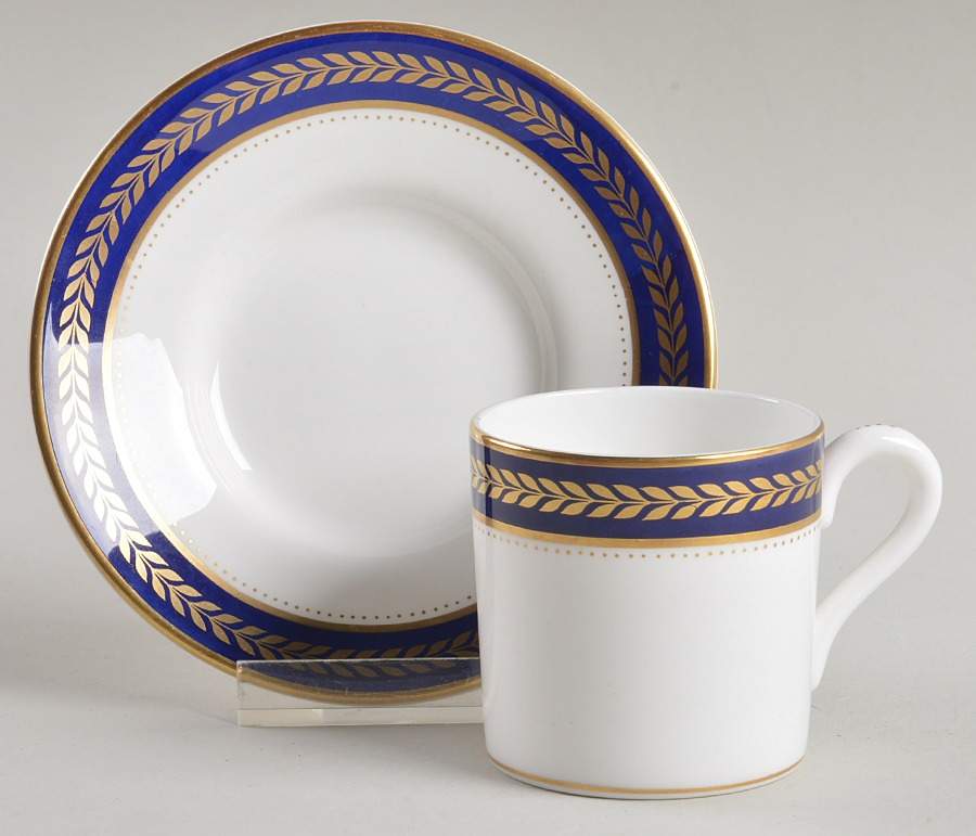 Blue Wheat Flat Demitasse Cup & Saucer Set by Coalport-1