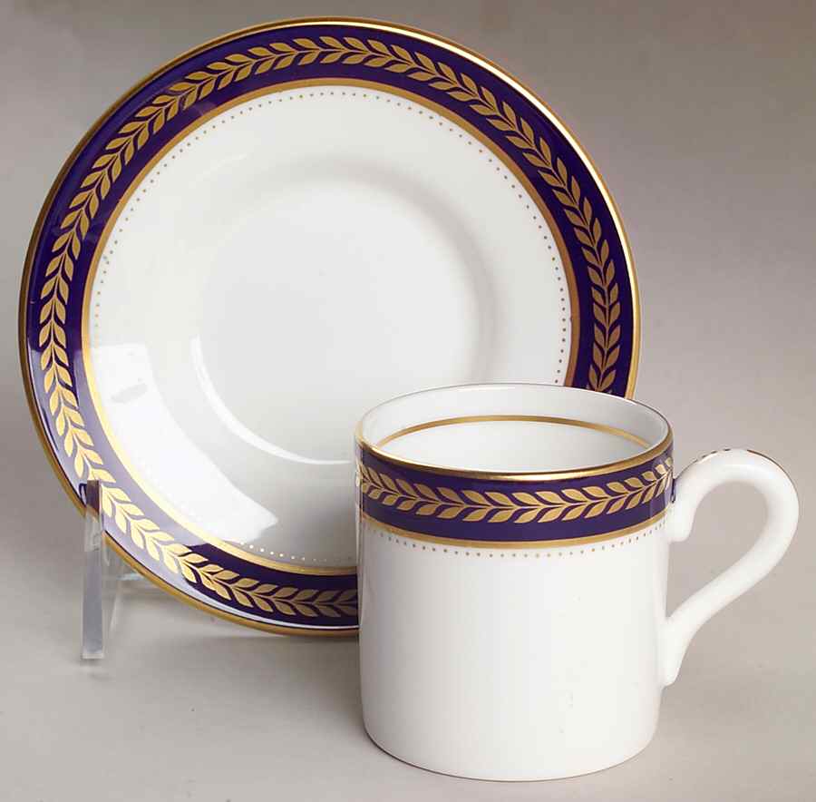 Blue Wheat Flat Demitasse Cup & Saucer Set by Coalport-1