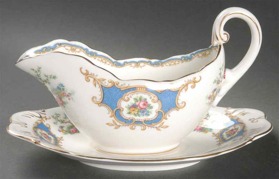 Broadway Blue Gravy Boat & Underplate by Coalport-1