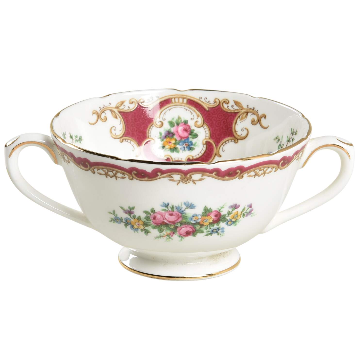 Broadway Marooon (Scalloped) Footed Cream Soup Bowl by Coalport-1