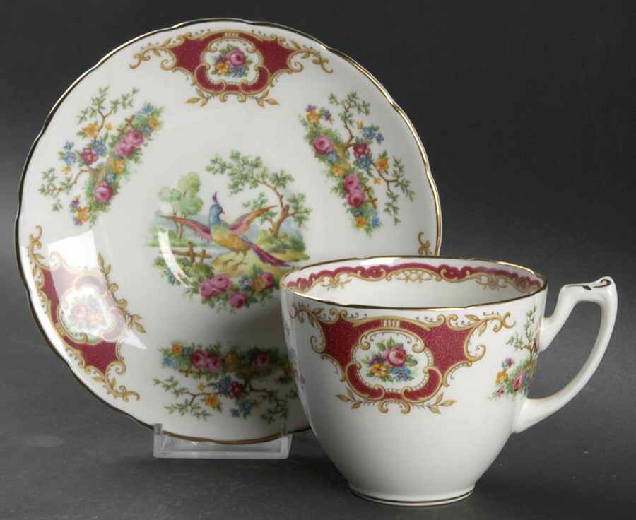 Broadway Marooon (Scalloped) Oversized Cup & Saucer Set by Coalport-1