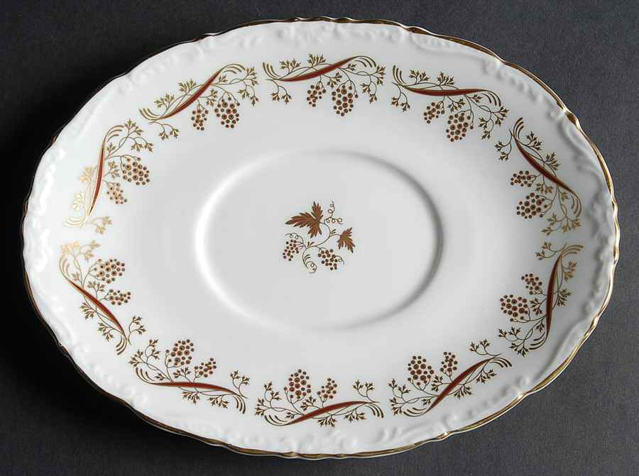 Burgundy Underplate for Gravy Boat by Coalport-1
