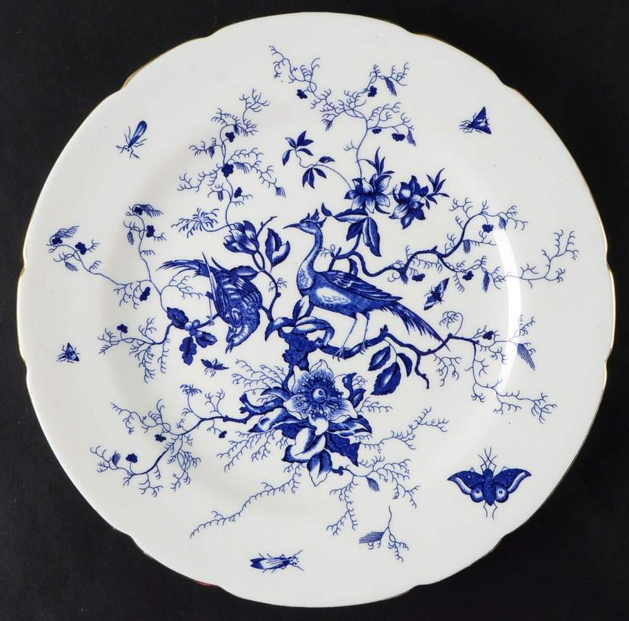 Cairo Blue On White (Not Raised, Gold) 12" Chop Plate (Round Platter) by Coalport-1