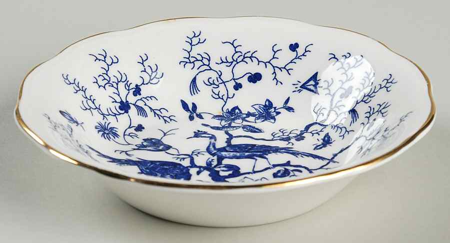 Cairo Blue On White (Not Raised, Gold) Fruit/Dessert (Sauce) Bowl by Coalport-1