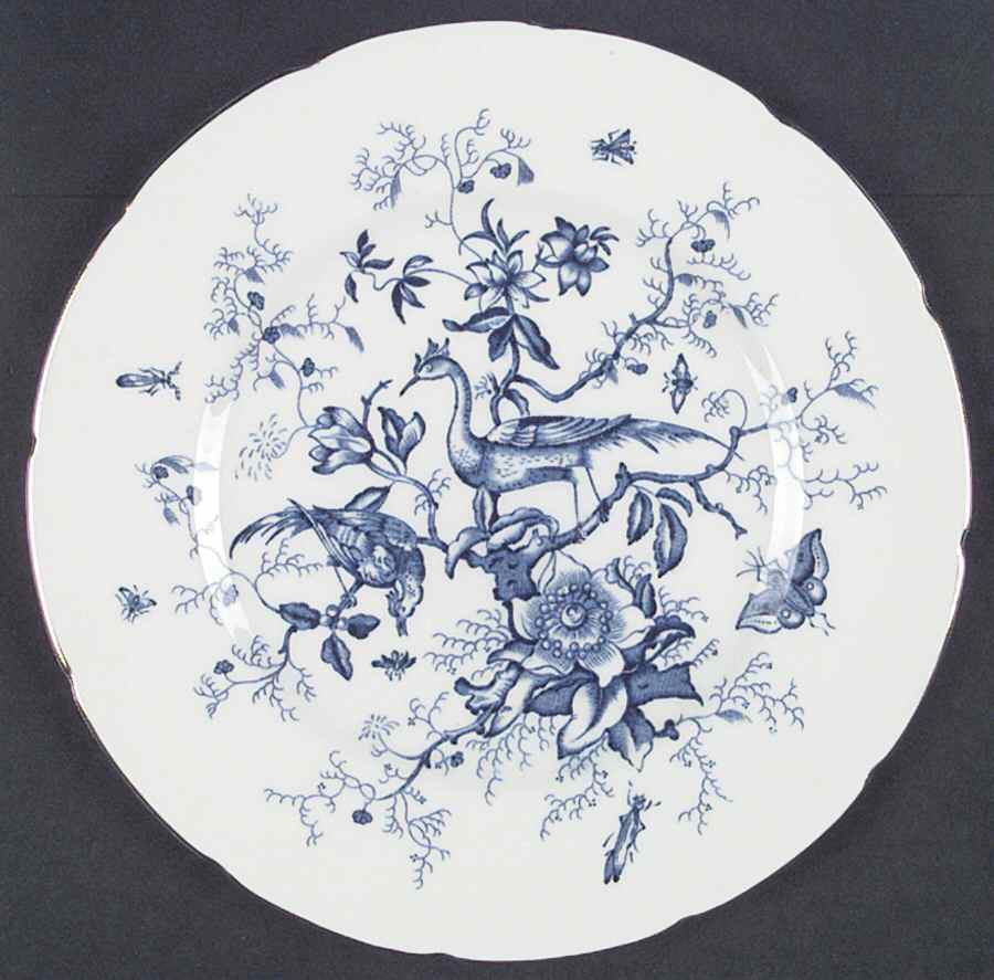 Cairo Blue On White (Not Raised, Gold) Luncheon Plate by Coalport-1