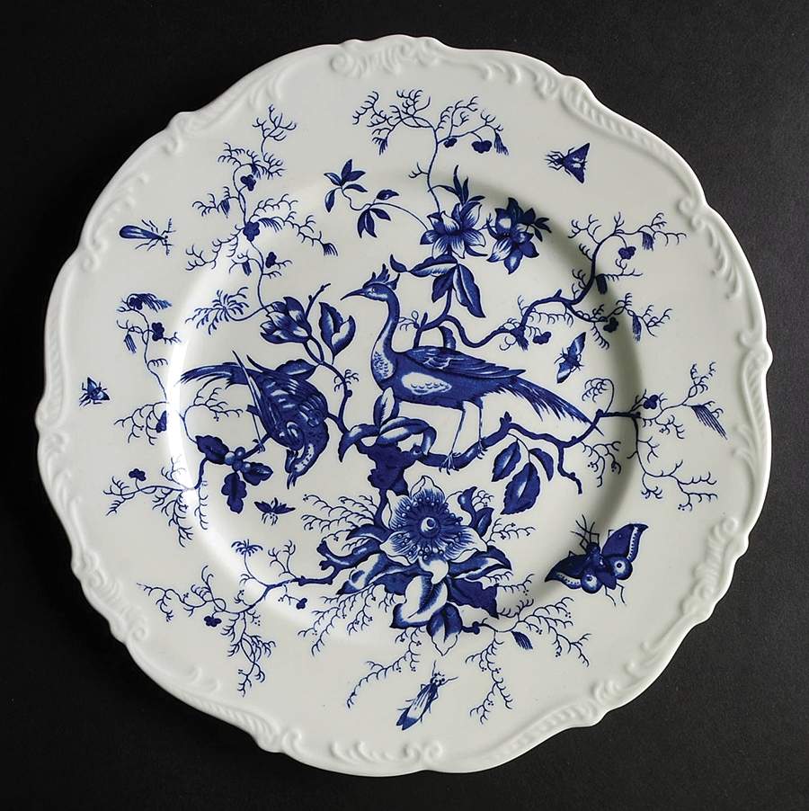 Cairo Blue on White (Raised Edge, No Trim) Dinner Plate by Coalport-1