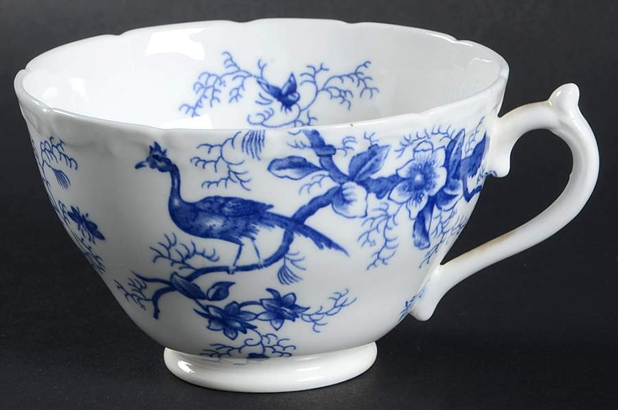 Cairo Blue on White (Raised Edge, No Trim) Footed Cup by Coalport-1