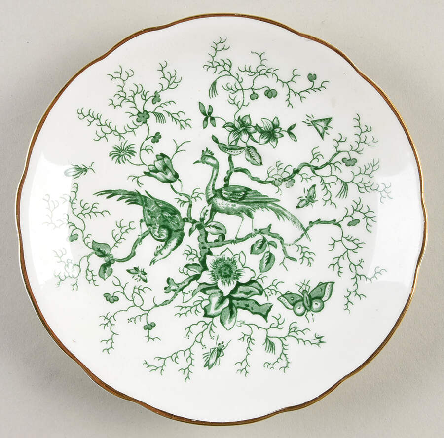 Cairo Green on White (Gold) Saucer by Coalport-1