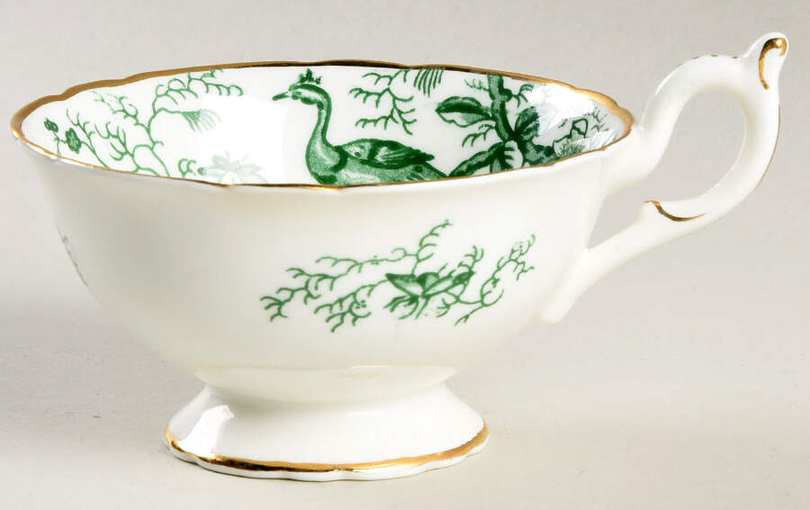 Cairo Green on White (Gold) Footed Cup by Coalport-1