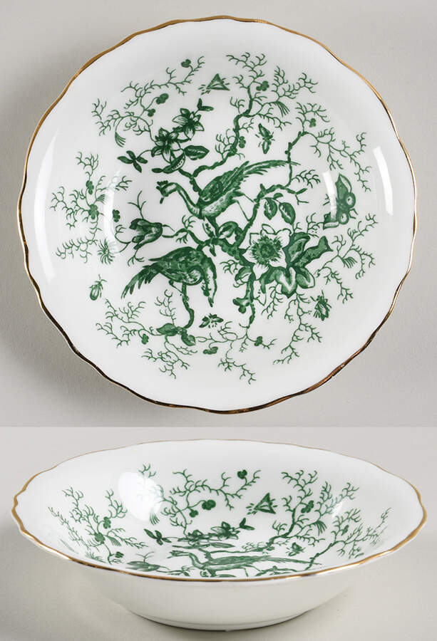 Cairo Green on White (Gold) Fruit/Dessert (Sauce) Bowl by Coalport-1