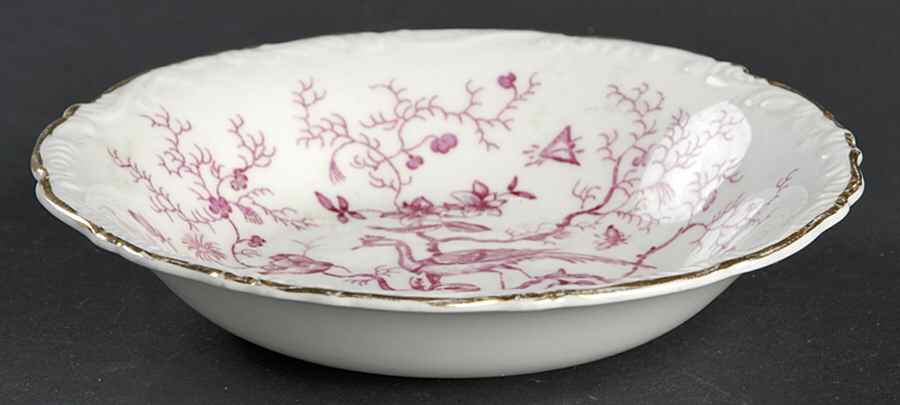 Cairo Pink On White (Raised Edge, Gold) Fruit/Dessert (Sauce) Bowl by Coalport-1