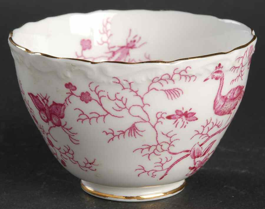 Cairo Pink On White (Raised Edge, Gold) Mini Open Sugar Bowl by Coalport-1