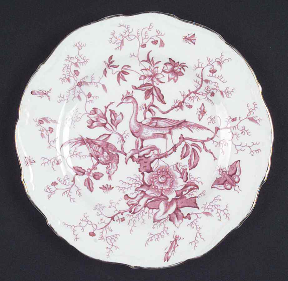 Cairo Pink On White (Raised Edge, Gold) Dinner Plate by Coalport-1