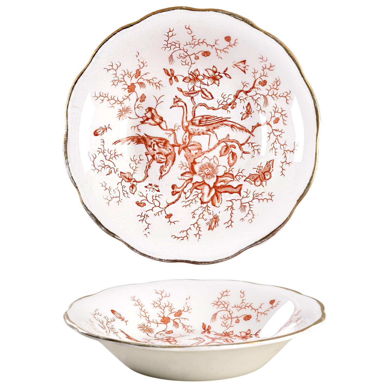 Cairo Rust On White (Not Raised, Gold) Fruit/Dessert (Sauce) Bowl by Coalport-1