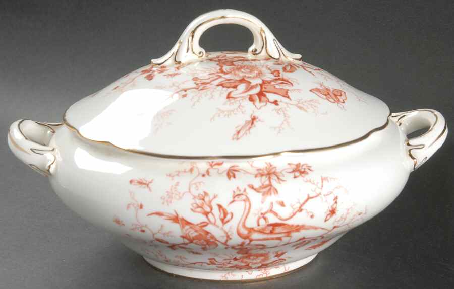 Cairo Rust On White (Not Raised, Gold) Round Covered Vegetable by Coalport-1