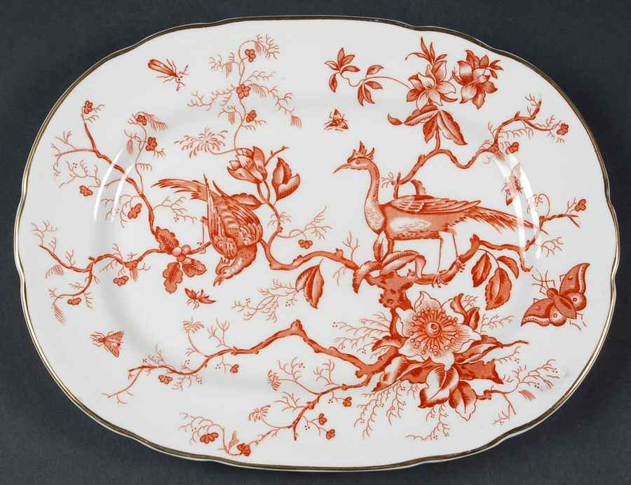 Cairo Rust On White (Not Raised, Gold) 11" Oval Serving Platter by Coalport-1