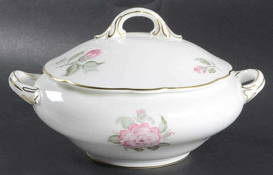 Camellia (Gold Trim) Round Covered Vegetable by Coalport-1