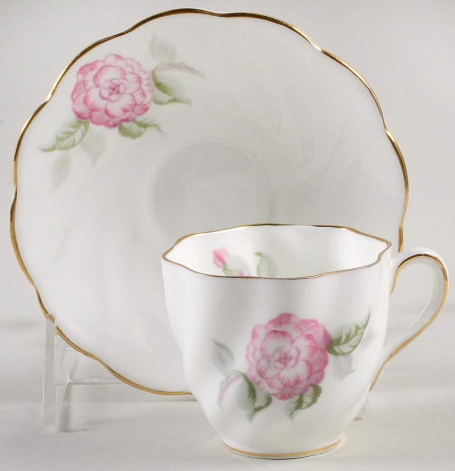 Camellia (Gold Trim) Flat Demitasse Cup & Saucer Set by Coalport-1