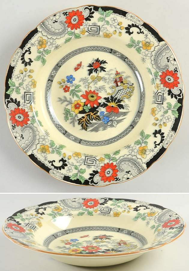 Canton (Cream) Large Rim Soup Bowl by Coalport-1