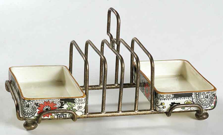 Canton (Cream) Metal Toast Server with Jam/Jly China Insert by Coalport-1