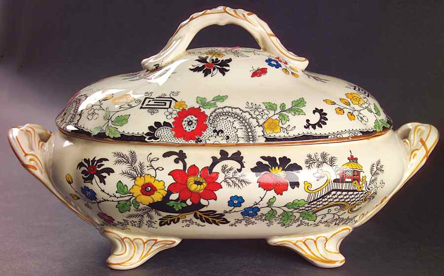 Canton (Cream) Oval Covered Vegetable by Coalport-1