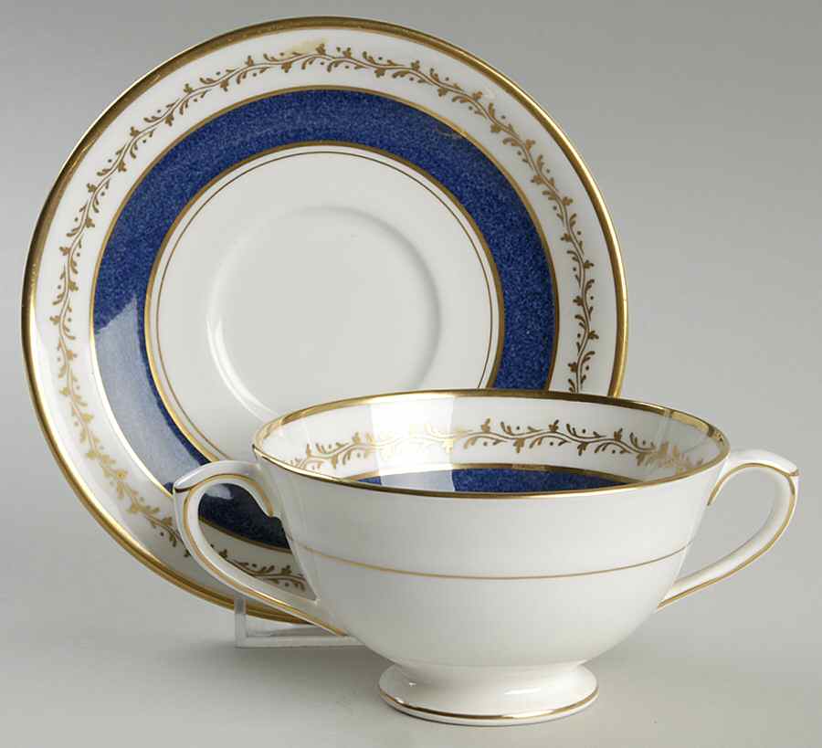 Cardova Cobalt Blue Footed Cream Soup Bowl & Saucer Set by Coalport-1