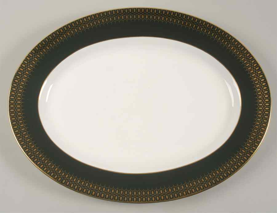Chateau Green (Smooth Edge) 15" Oval Serving Platter by Coalport-1