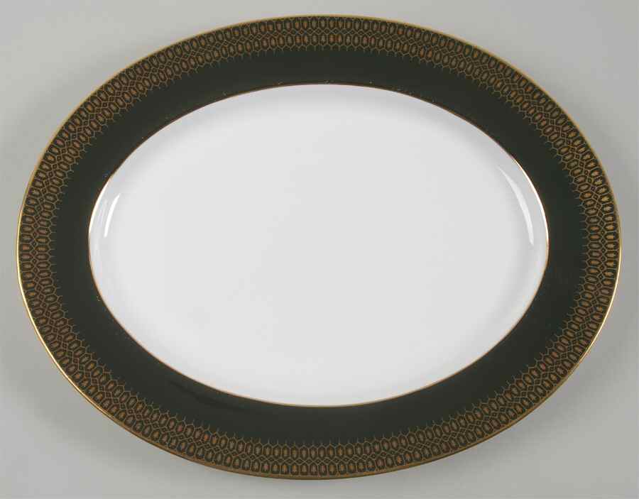 Chateau Green (Smooth Edge) 14" Oval Serving Platter by Coalport-1