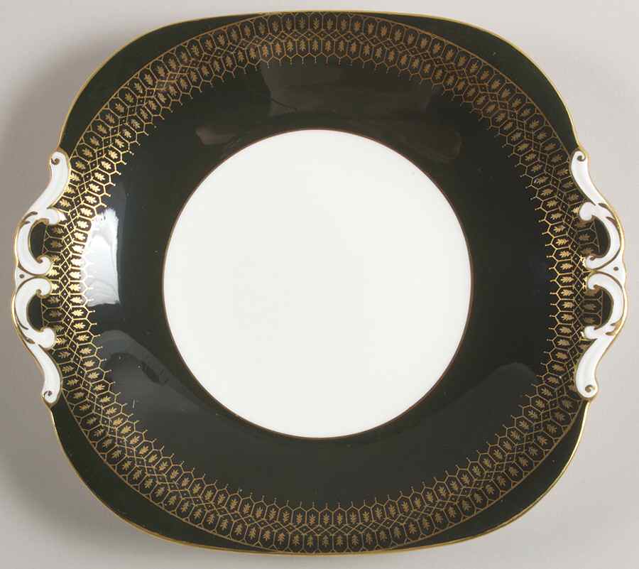 Chateau Green (Smooth Edge) Handled Cake Plate by Coalport-1