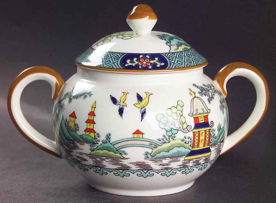 Chinese Willow Sugar Bowl & Lid by Coalport-1
