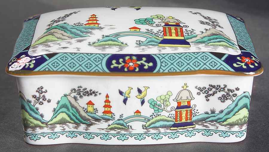 Chinese Willow Cigarette Box & Lid by Coalport-1