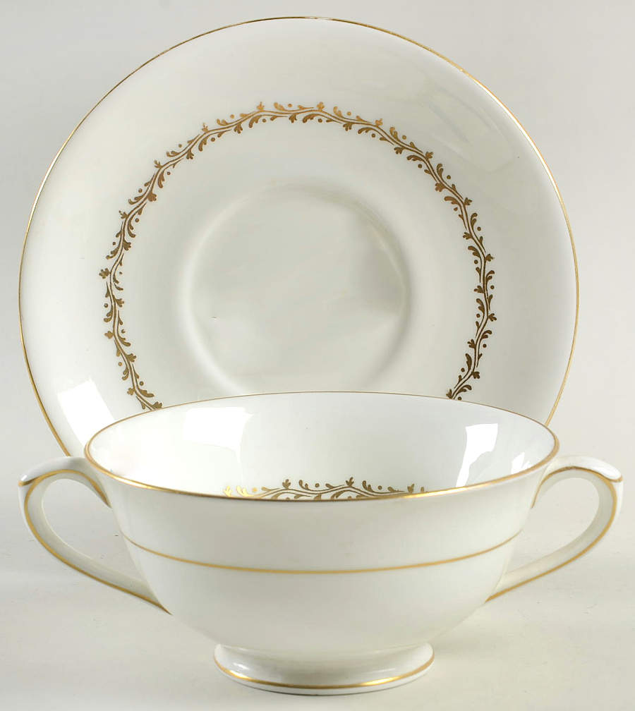 Coronet Footed Cream Soup Bowl & Saucer Set by Coalport-1