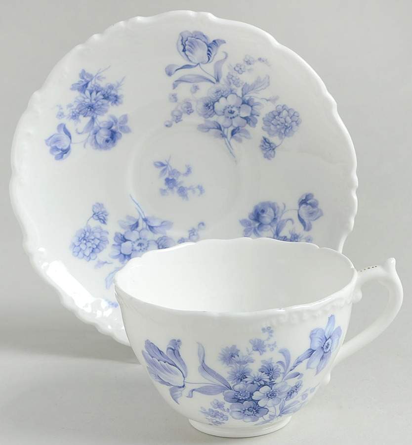 Divinity Blue Footed Cup & Saucer Set by Coalport-1