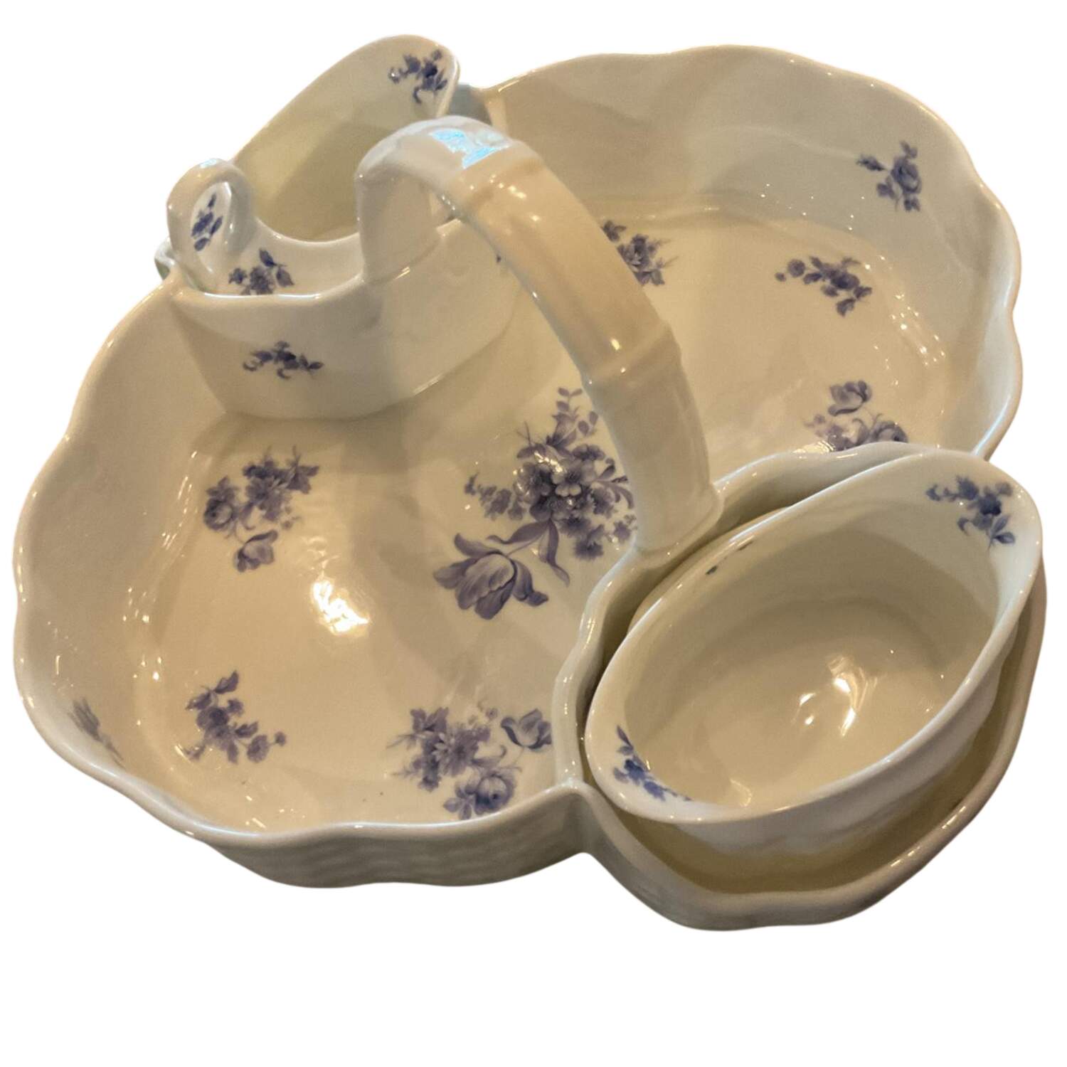 Divinity Blue Strawberry Basket W/Creamer & Open Sugar by Coalport-1