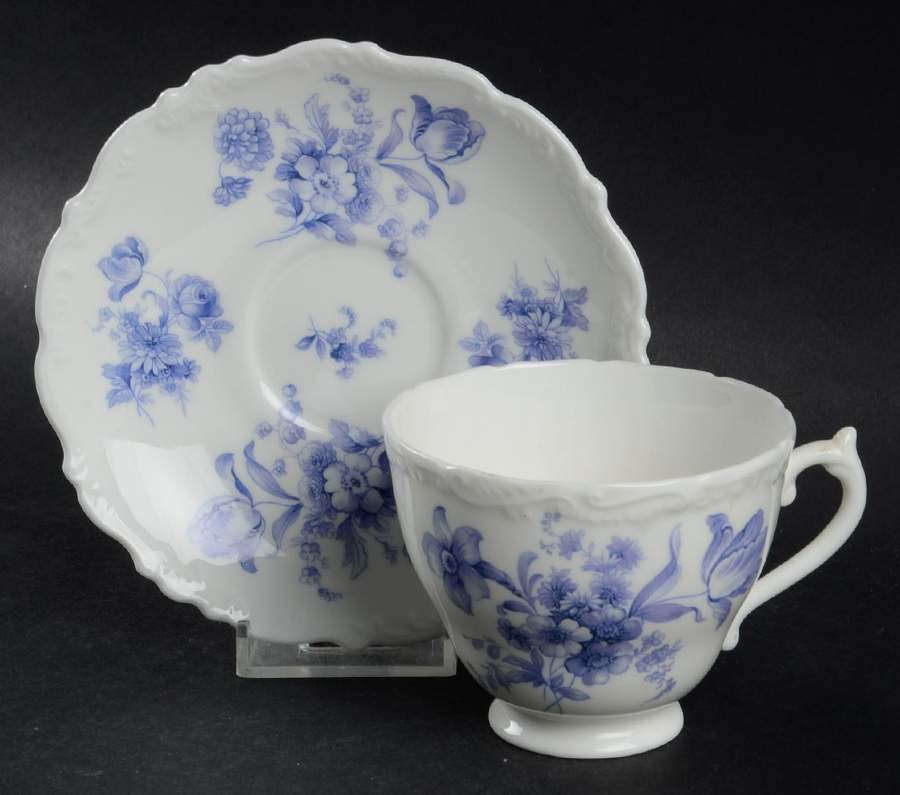 Divinity Blue Footed Cup & Saucer Set by Coalport-1